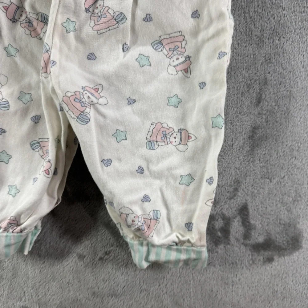 Vintage OshKosh‎ B'gosh Overall Girls 0-3 Months White Bunny Easter Vestbak